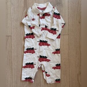 Monica + Andy Baby One-Piece Romper with Red Tree Car Print- 3-6M, LIKE NEW